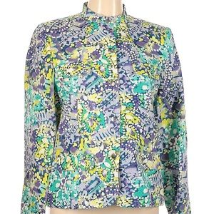NWT Parisian Signature snap button long sleeve mosaic beautiful colorful jacket